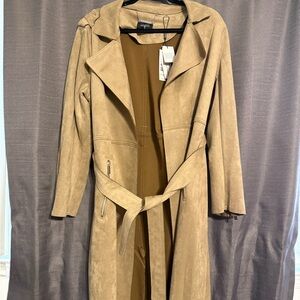 Tahari Camel Suede Trench Coat